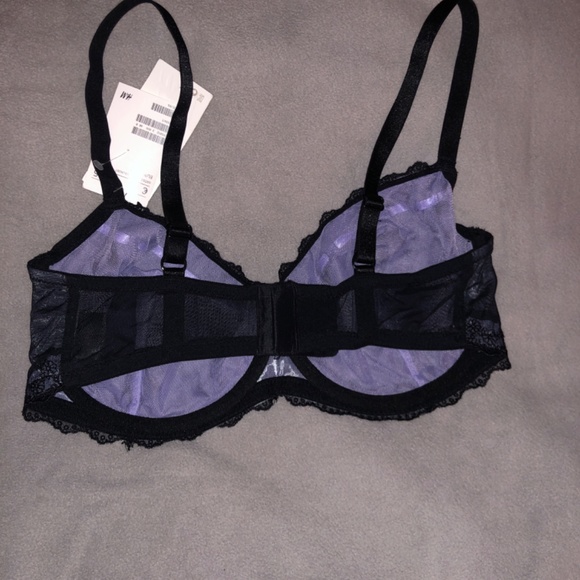 H&M 38D black/purple lace bra - Picture 2 of 4
